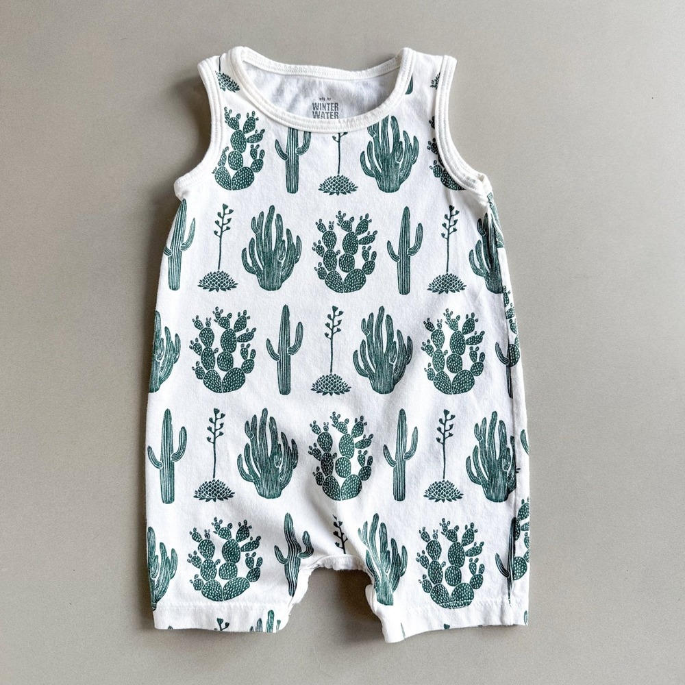 Winter Water Factory Organic Cotton Cactus Romper Sleeveless Summer Baby 3 mos